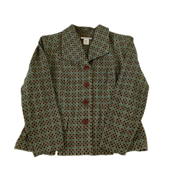 Miss Dorby Womens Geometric Print Button-Up Jacket Size 14 Made In Indonesia - Picture 4 of 11